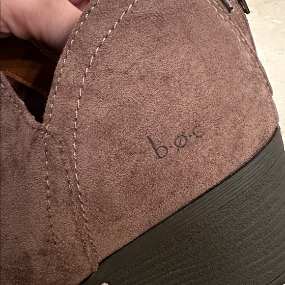 BOC New Celoisa Brown Suede Fabric Block Heel Back Zip Booties Boots size‎ 10 - Picture 6 of 10